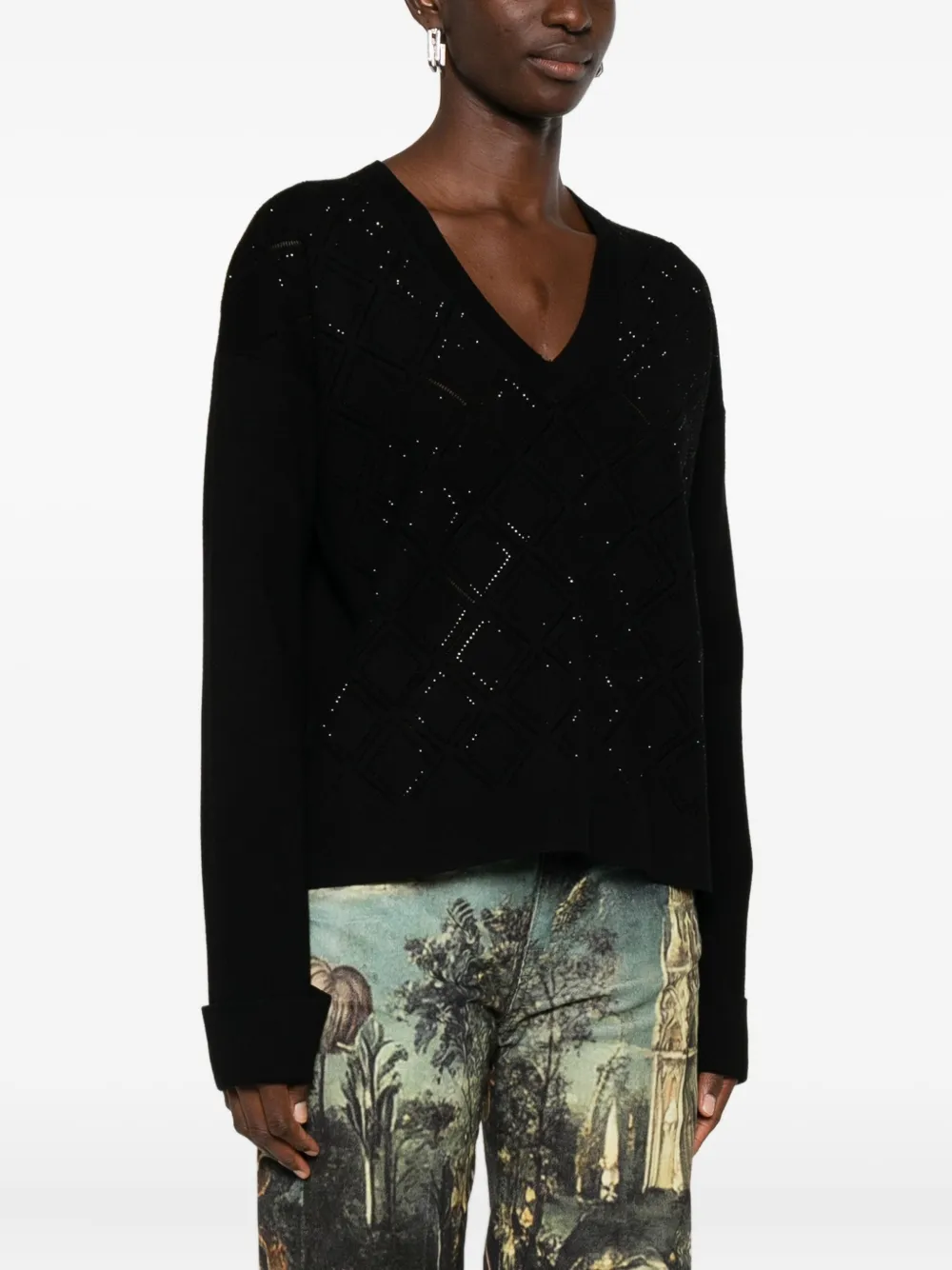 Blugirl geometric-pattern embellished sweater Zwart