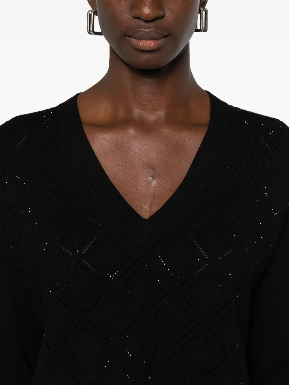 Blugirl geometric-pattern embellished sweater Zwart