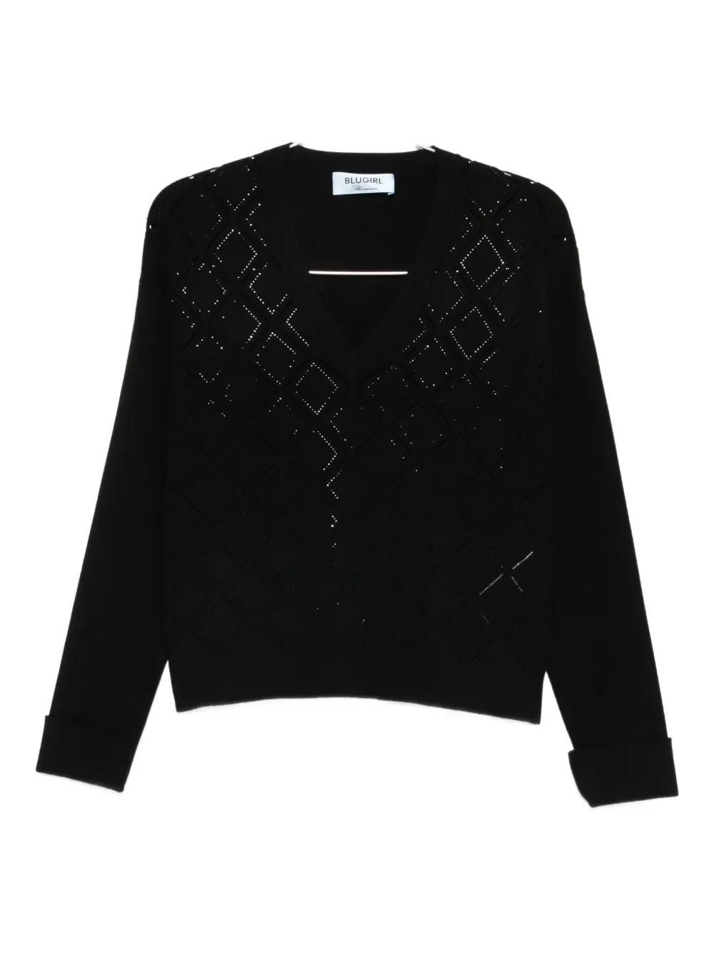 Blugirl Geometric-pattern Embellished Sweater In Black