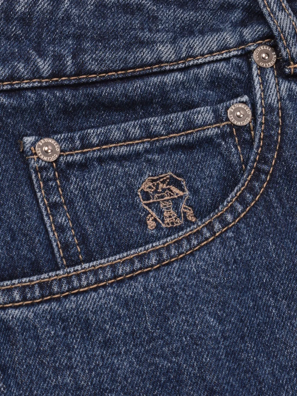 Brunello Cucinelli Jeans met geborduurd logo Blauw