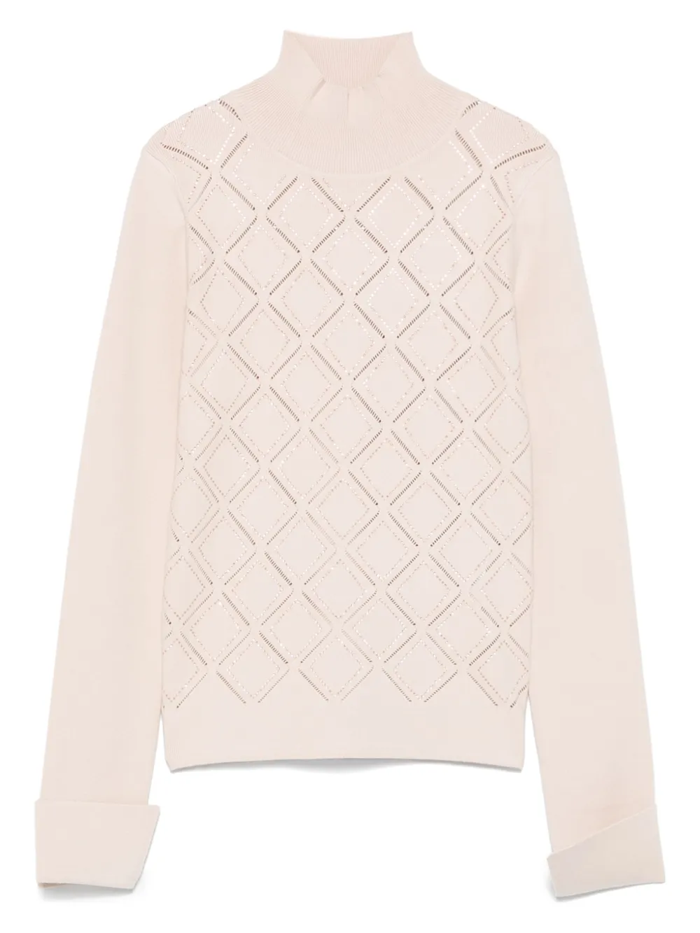 Blugirl Trui met geometrisch patroon en hoge hals Beige