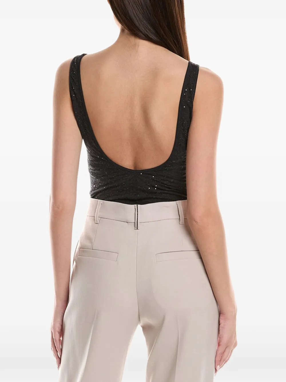 Brunello Cucinelli sequin-embellished tank top Zwart