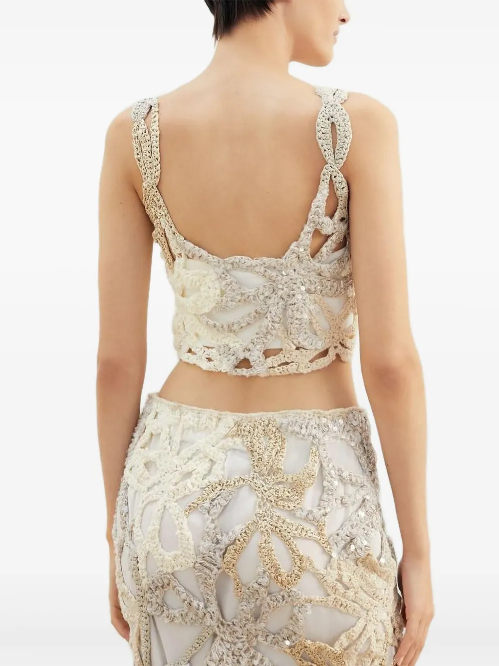 Brunello Cucinelli Sequin-embellished Crochet Sweater In Neutral