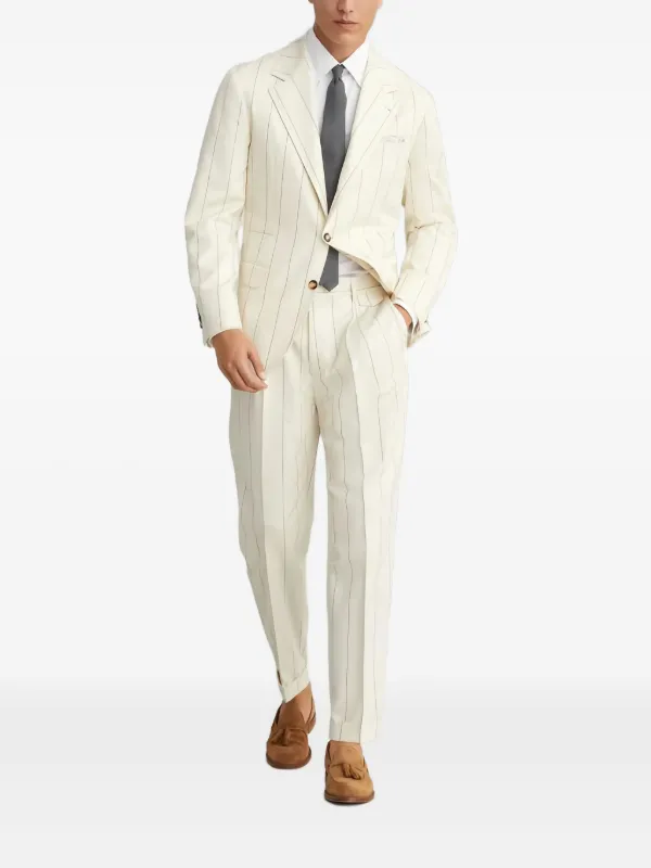Brunello Cucinelli Pinstripe Suit | White | FARFETCH