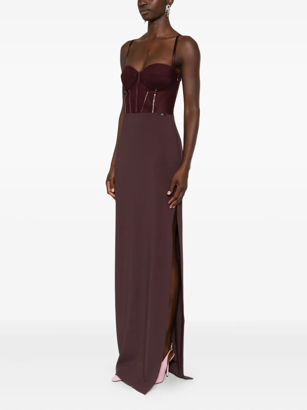 Elisabetta Franchi embellished-corset maxi dress Rood