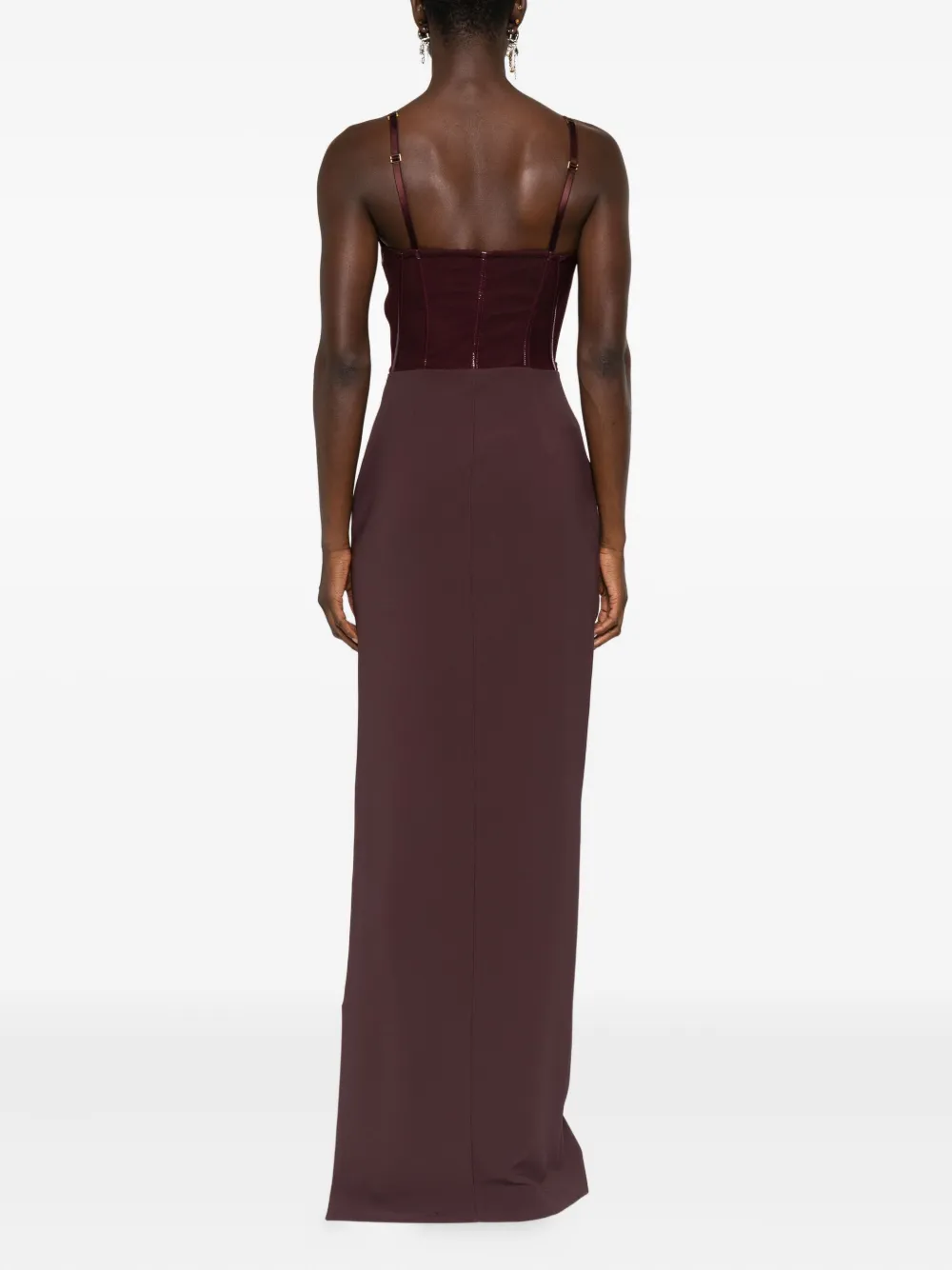 Elisabetta Franchi embellished-corset maxi dress Rood