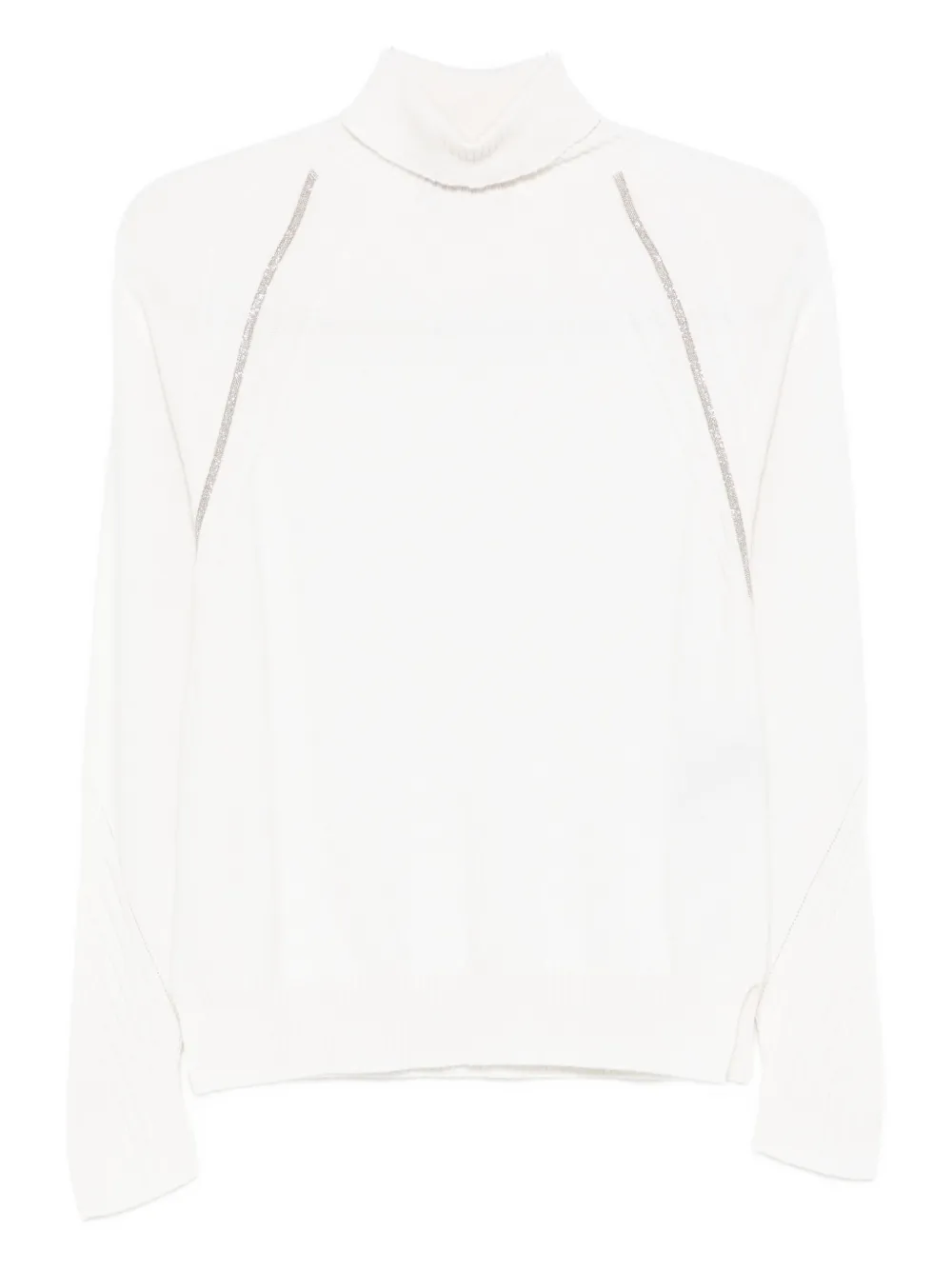 D Exterior Raglan-sleeve High-neck Sweater In White