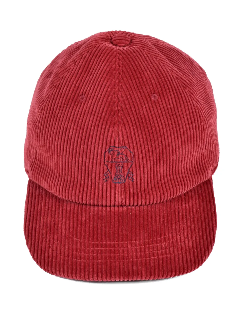 Brunello Cucinelli embroidered corduroy cap | Red | Image 1