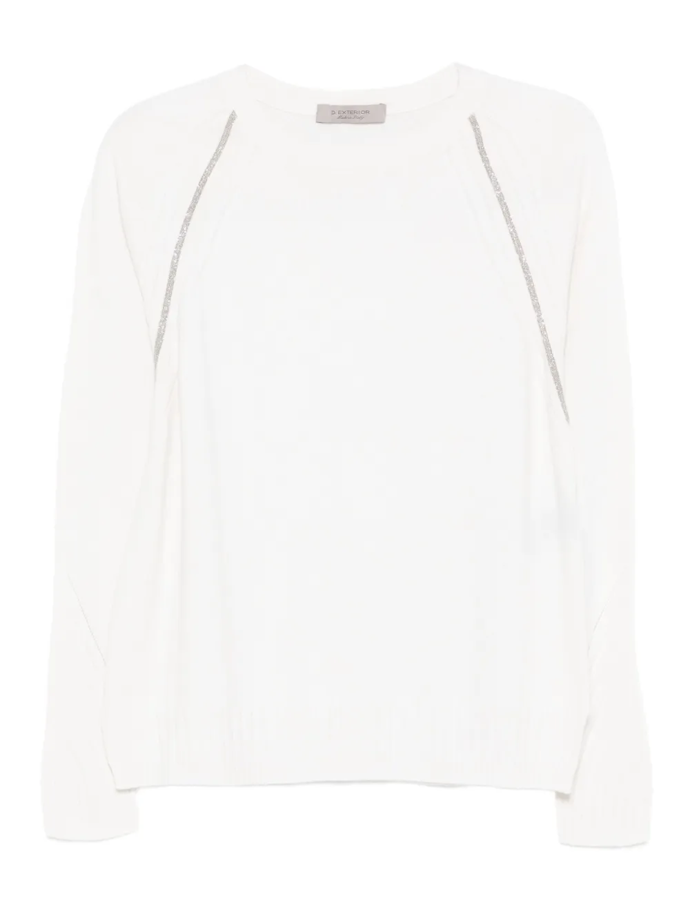 D Exterior Raglan-sleeve Embellished Knitwear In White
