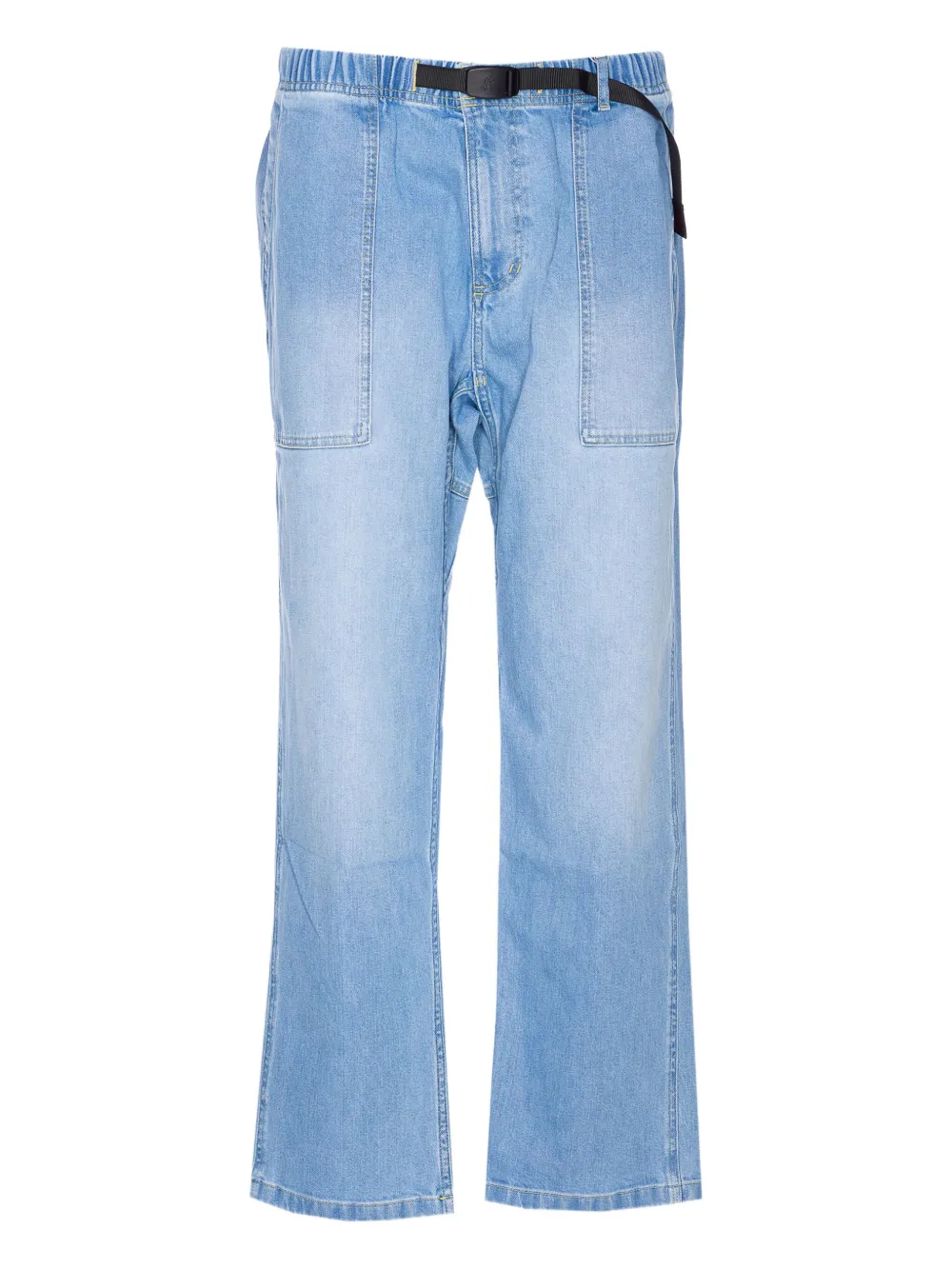 elastic-waist patch-pocket jeans