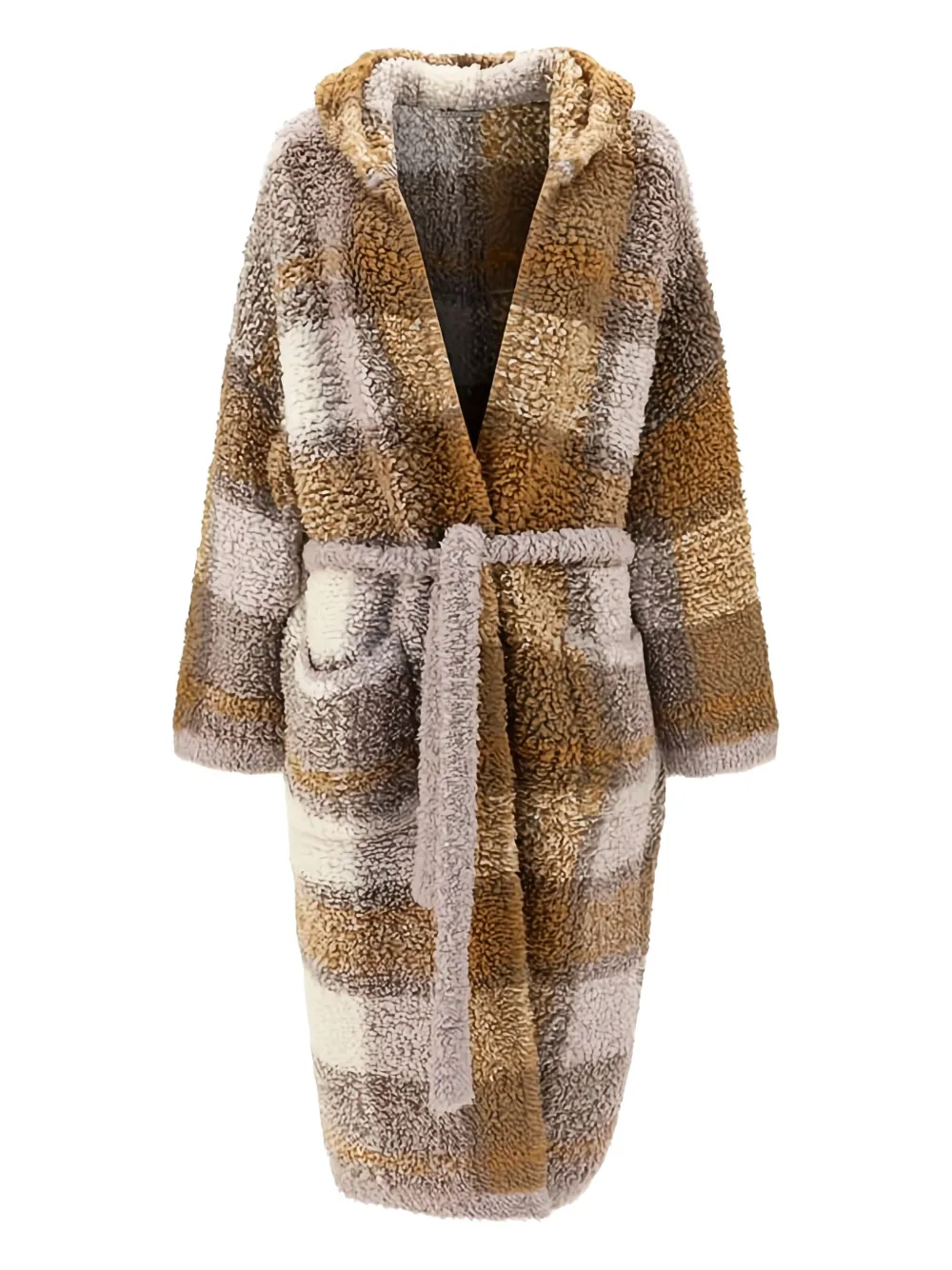 Brunello Cucinelli Geruite badjas met capuchon Bruin