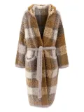 Brunello Cucinelli hooded check-pattern robe - Brown