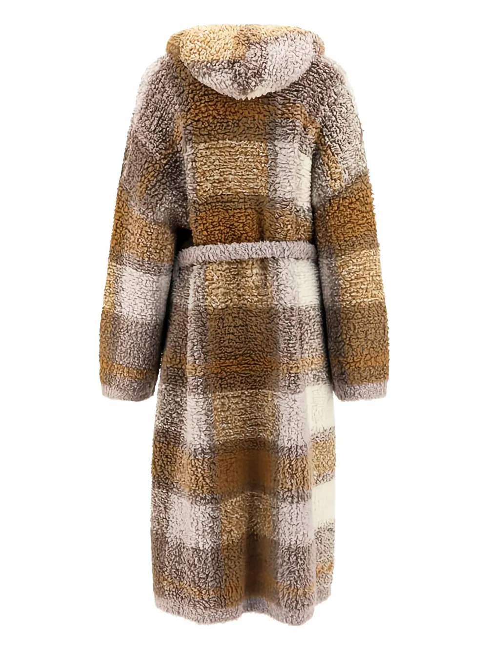 Brunello Cucinelli Hooded Check-pattern Robe In Brown