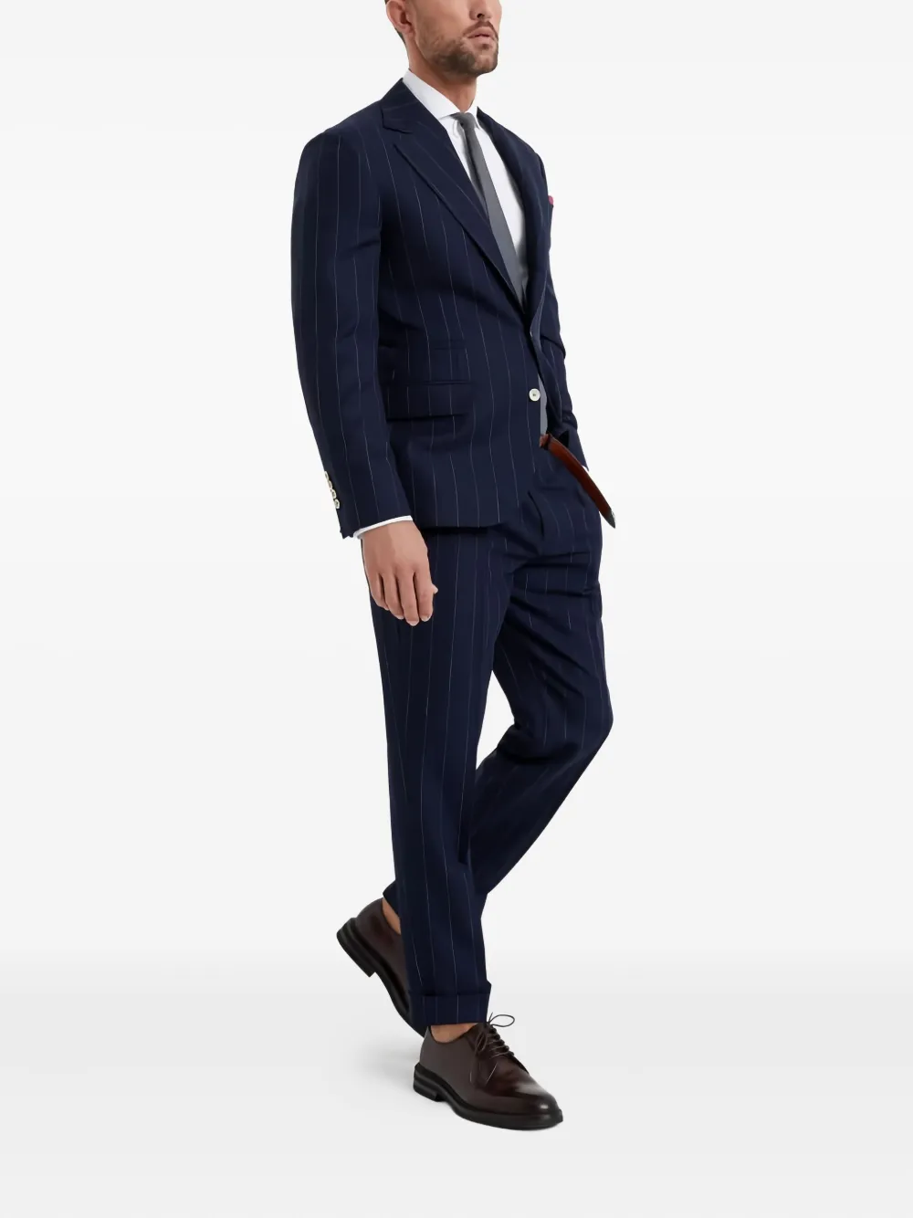 Brunello Cucinelli Katoenen pak met krijtstreep Blauw