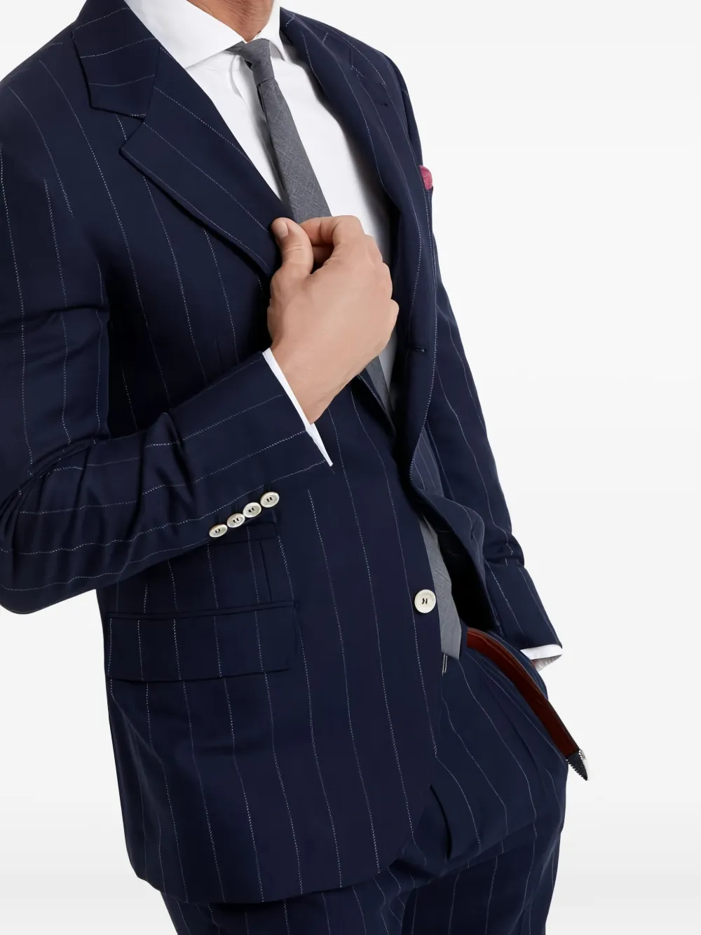 Brunello Cucinelli Katoenen pak met krijtstreep Blauw