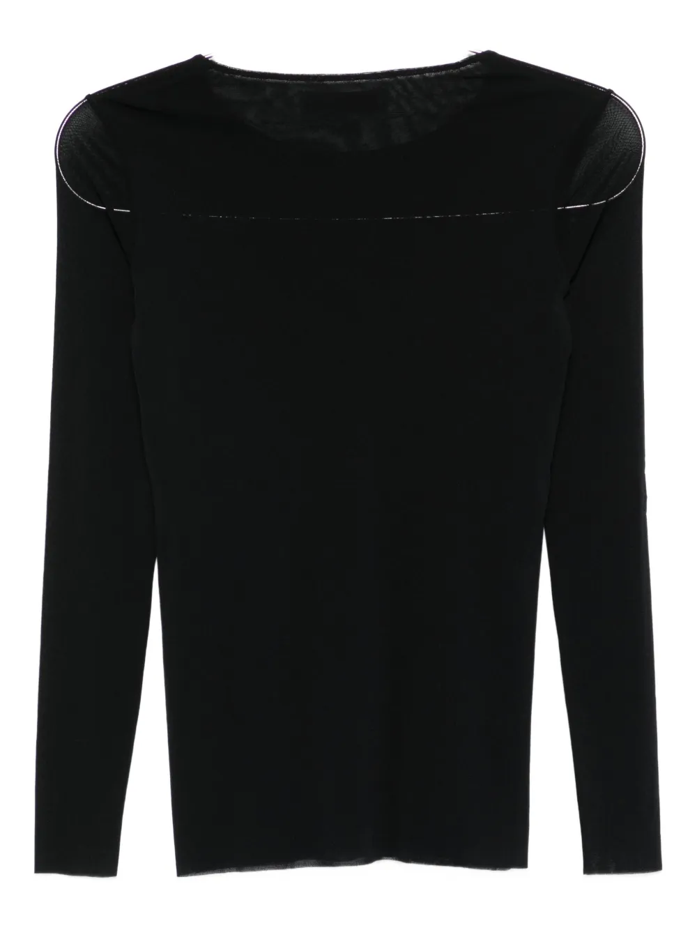 D Exterior Mesh-insert Long-sleeve Top In Black
