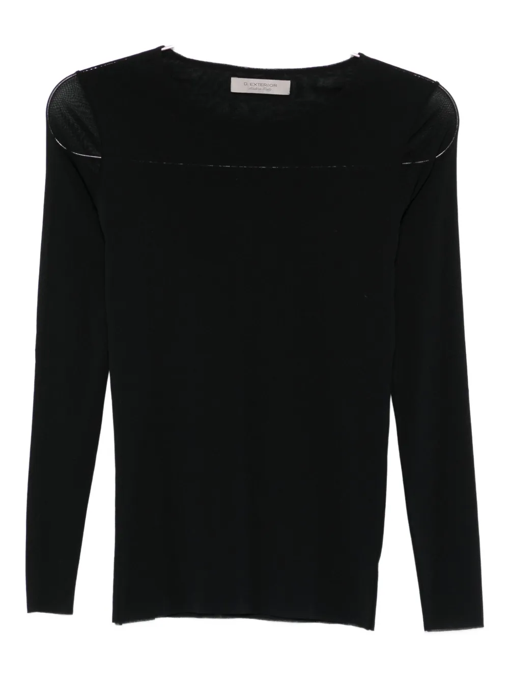 D Exterior Mesh-insert Long-sleeve Top In Black