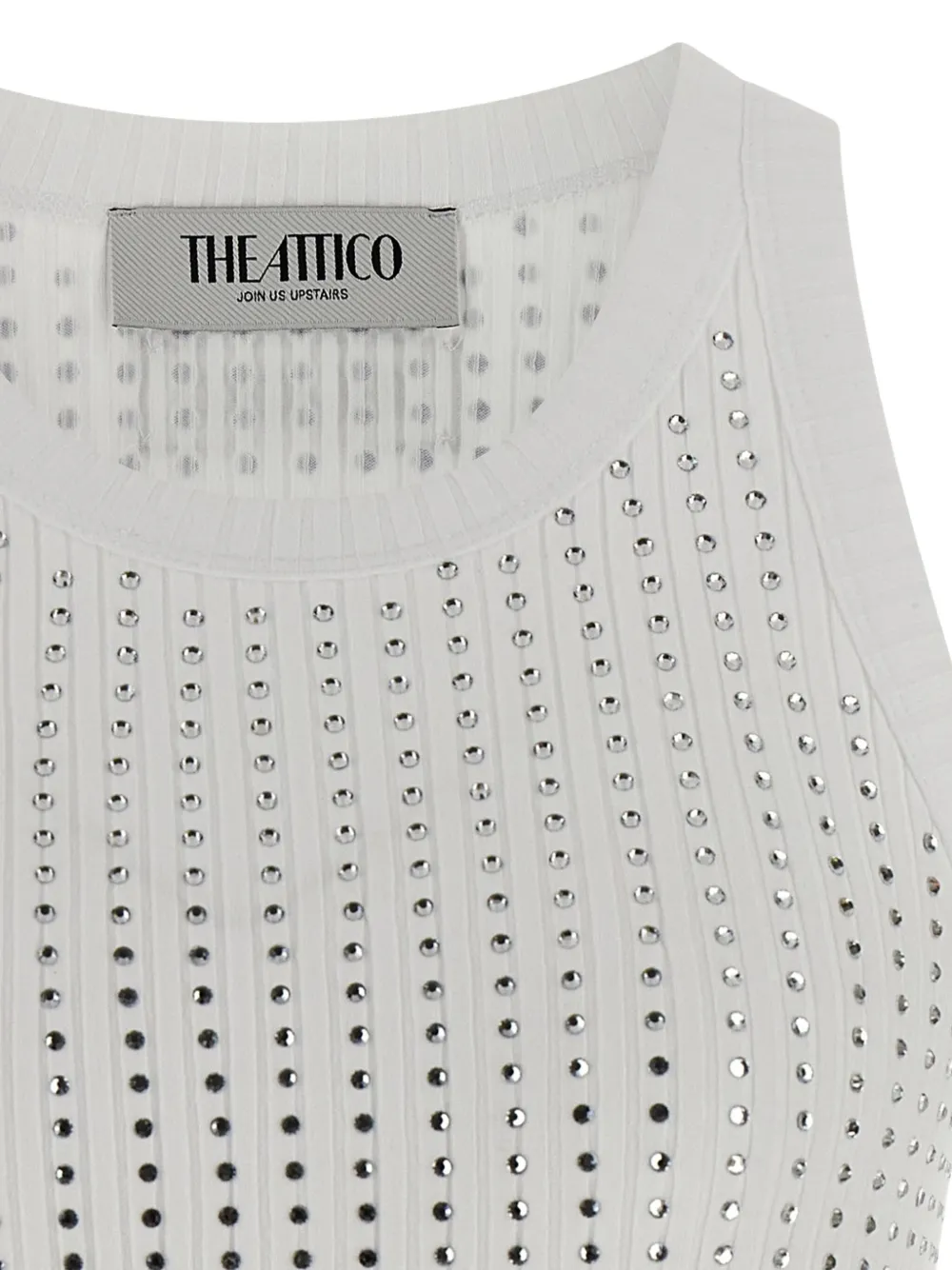 The Attico ribbed crystal-embellished tank top Wit
