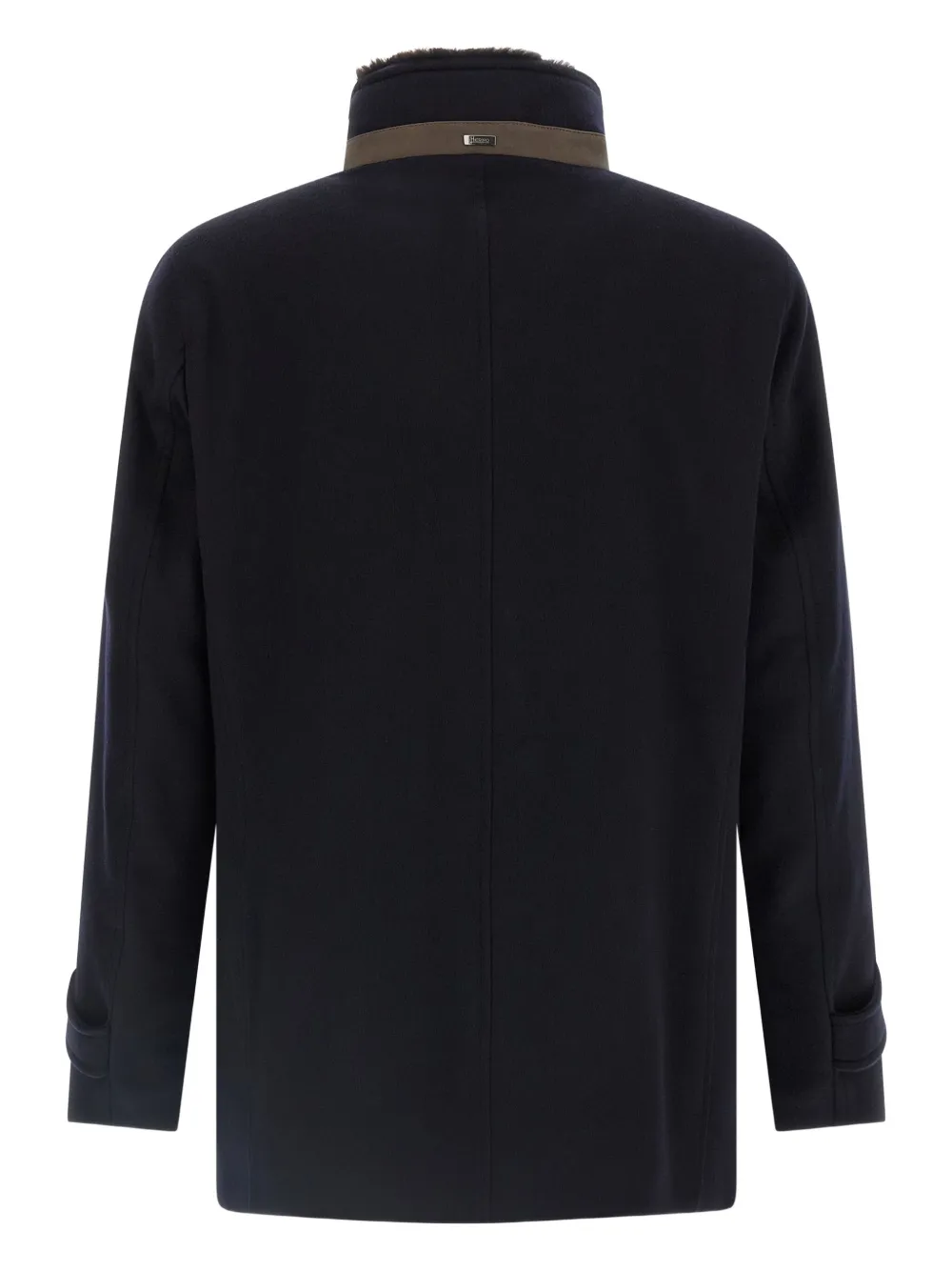 Herno high-neck quilted cashmere coat Blauw