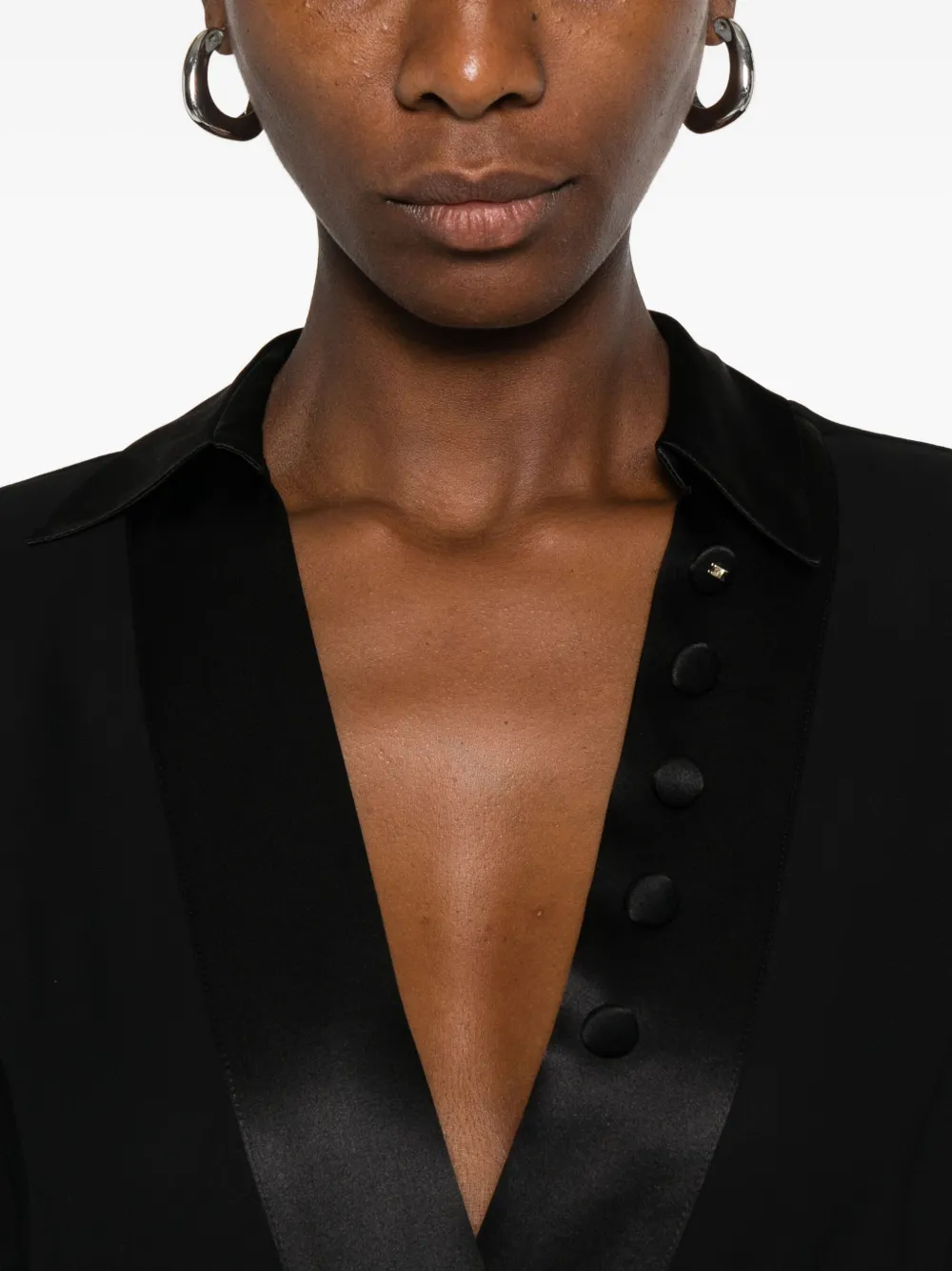 Elisabetta Franchi panelled button-cuff bodysuit Zwart