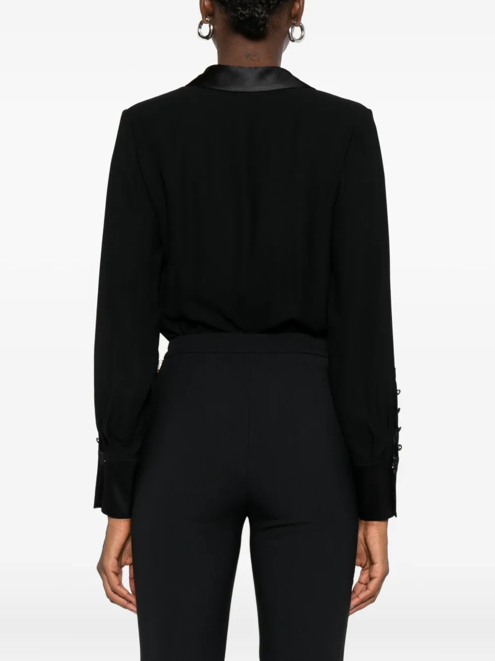 Elisabetta Franchi panelled button-cuff bodysuit Zwart