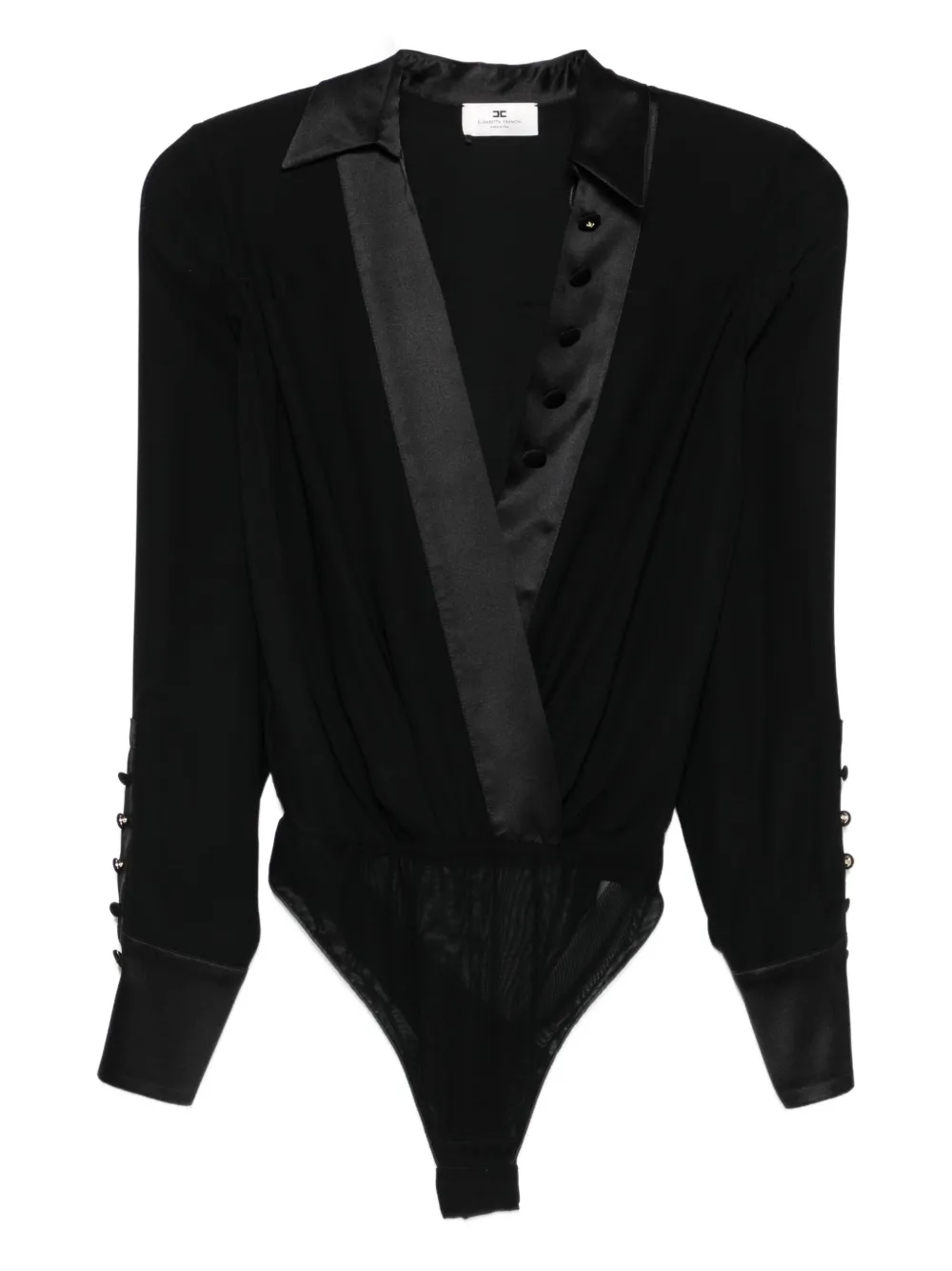 Elisabetta Franchi panelled button-cuff bodysuit Zwart