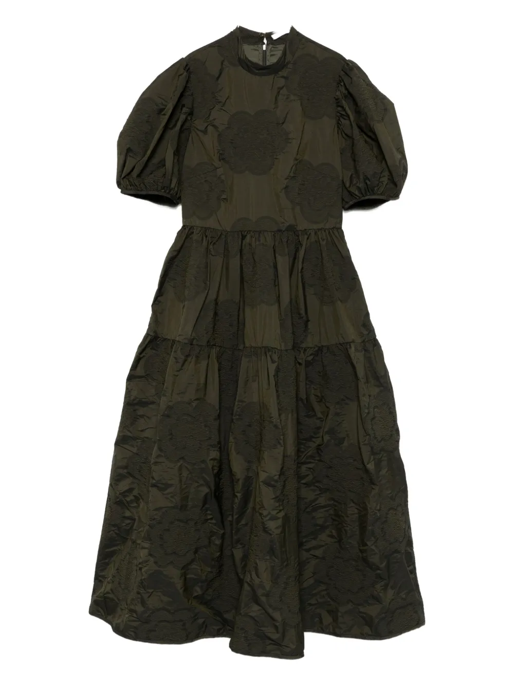 Cecilie Bahnsen Kelly Puff-sleeve Tiered Midi Dress In Green