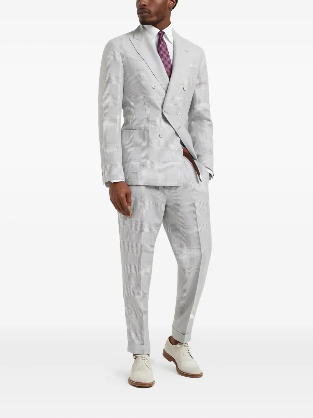 Brunello Cucinelli Geruit pak Grijs