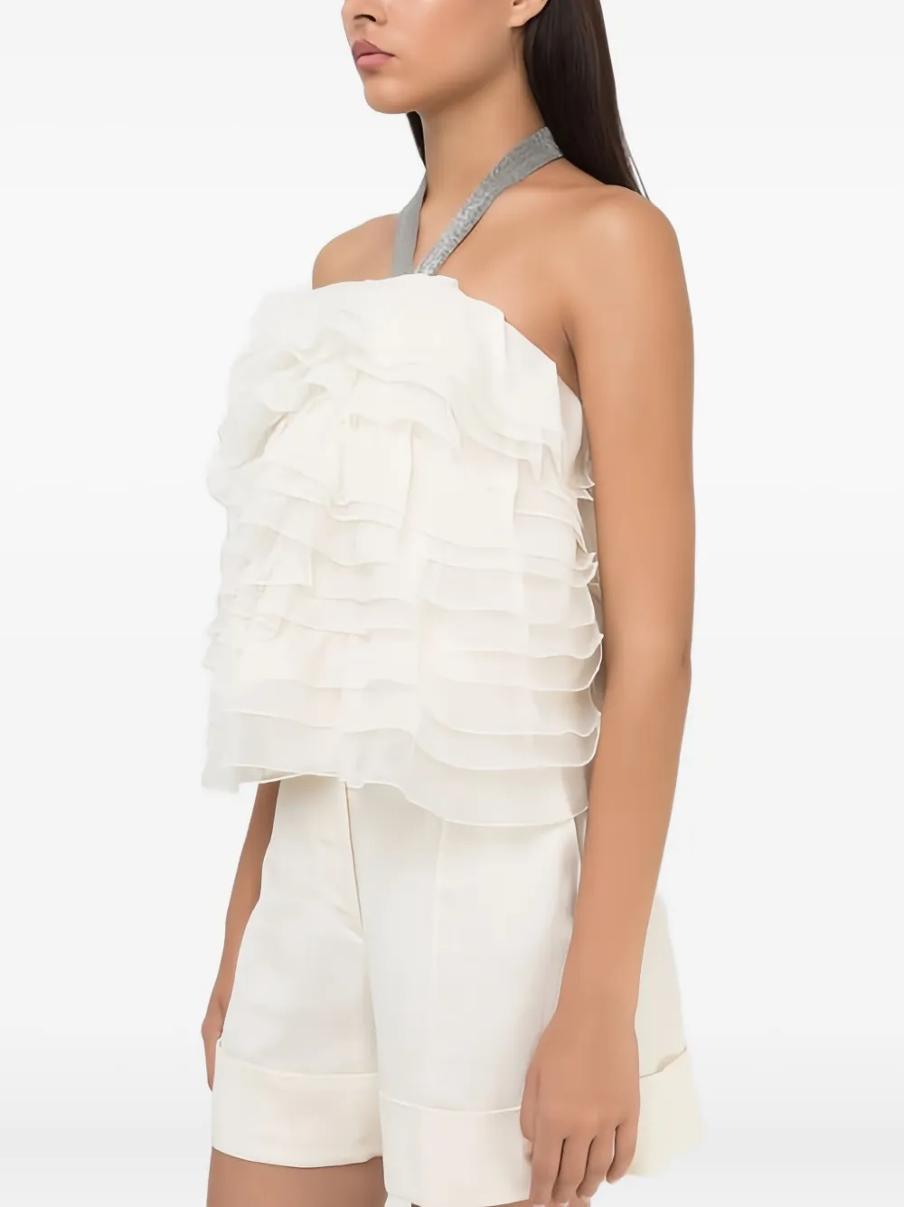 Brunello Cucinelli Top met ruches Wit