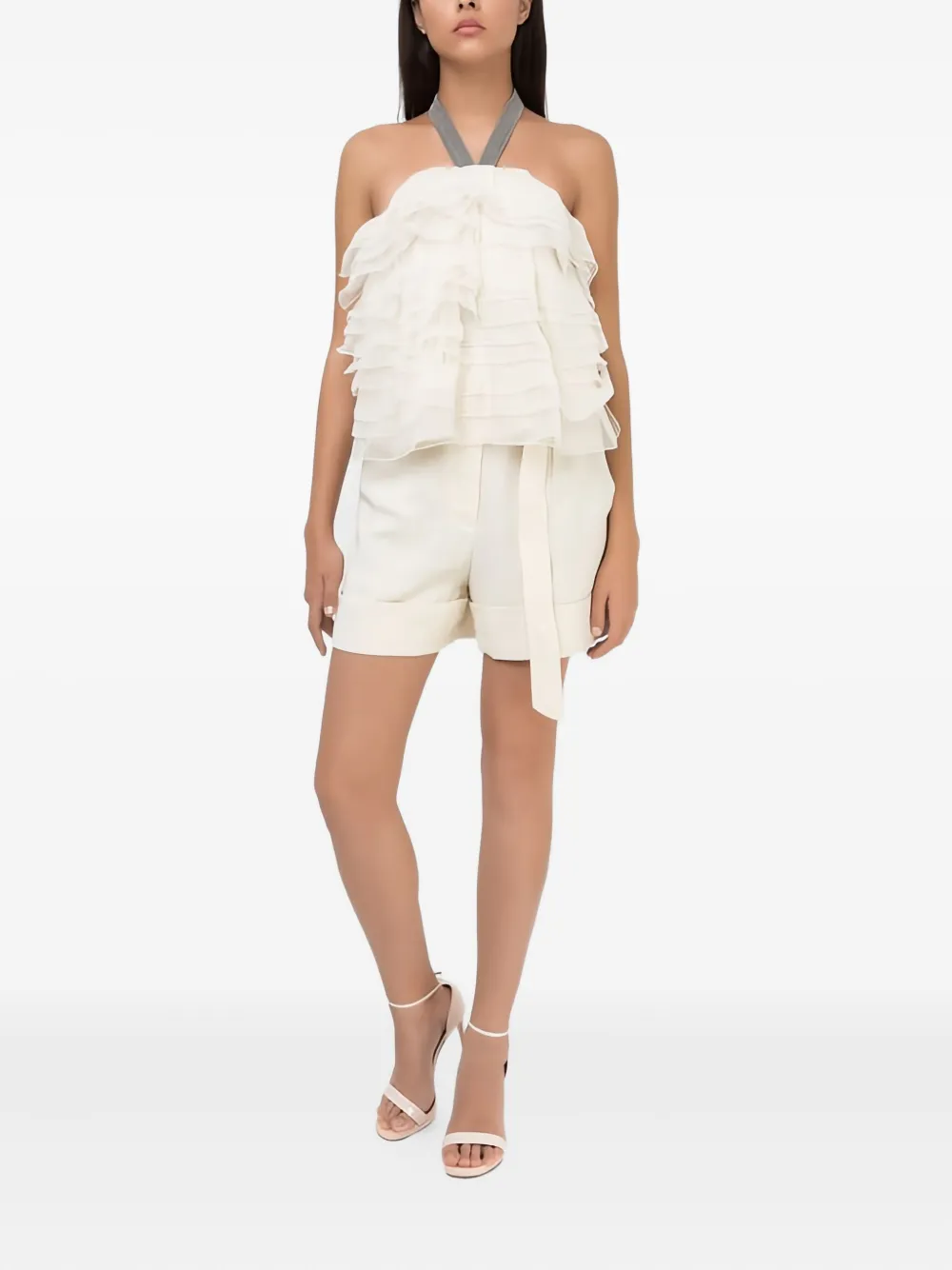 Brunello Cucinelli Top met ruches - Wit
