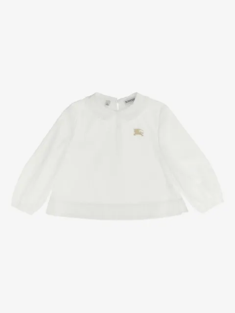 Burberry Kids equestrian-knight embroidered ruffled shirt