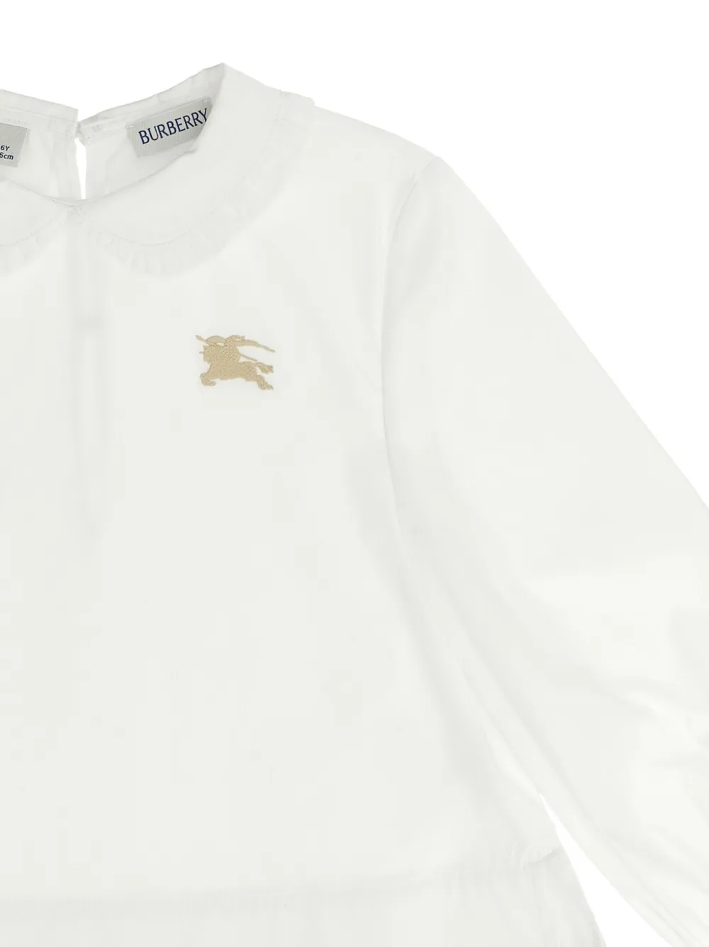Burberry Kids equestrian-knight embroidered ruffled shirt Wit