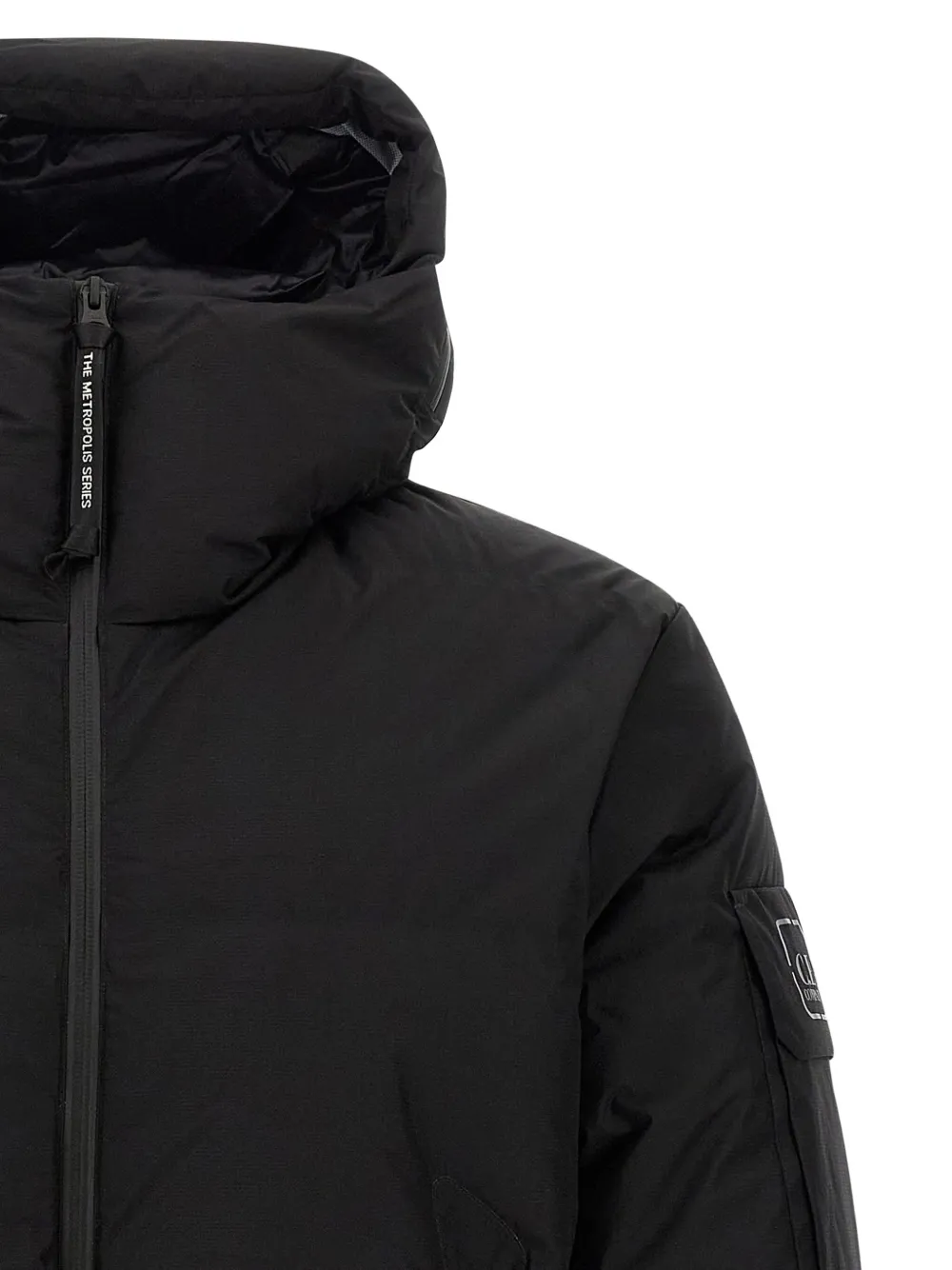 C.P. Company ripstop hooded down jacket Zwart