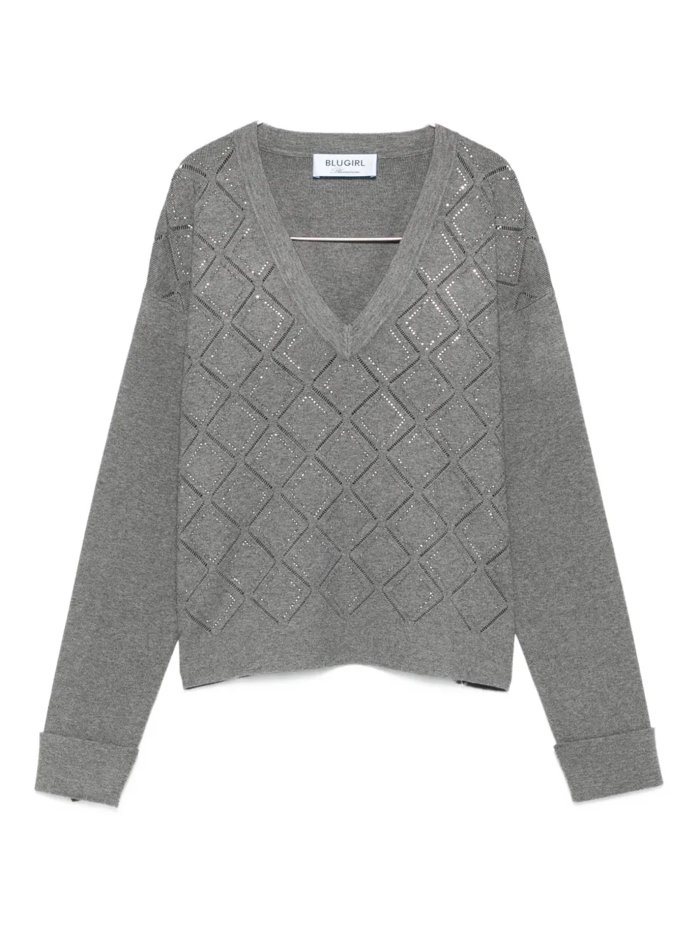 Blugirl Embellished V-neck Jumper In Gray