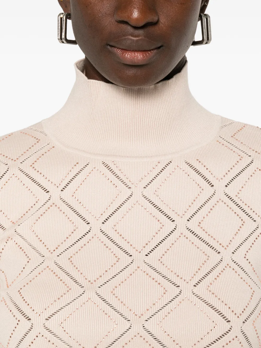 Blugirl embellished V-neck jumper Grijs