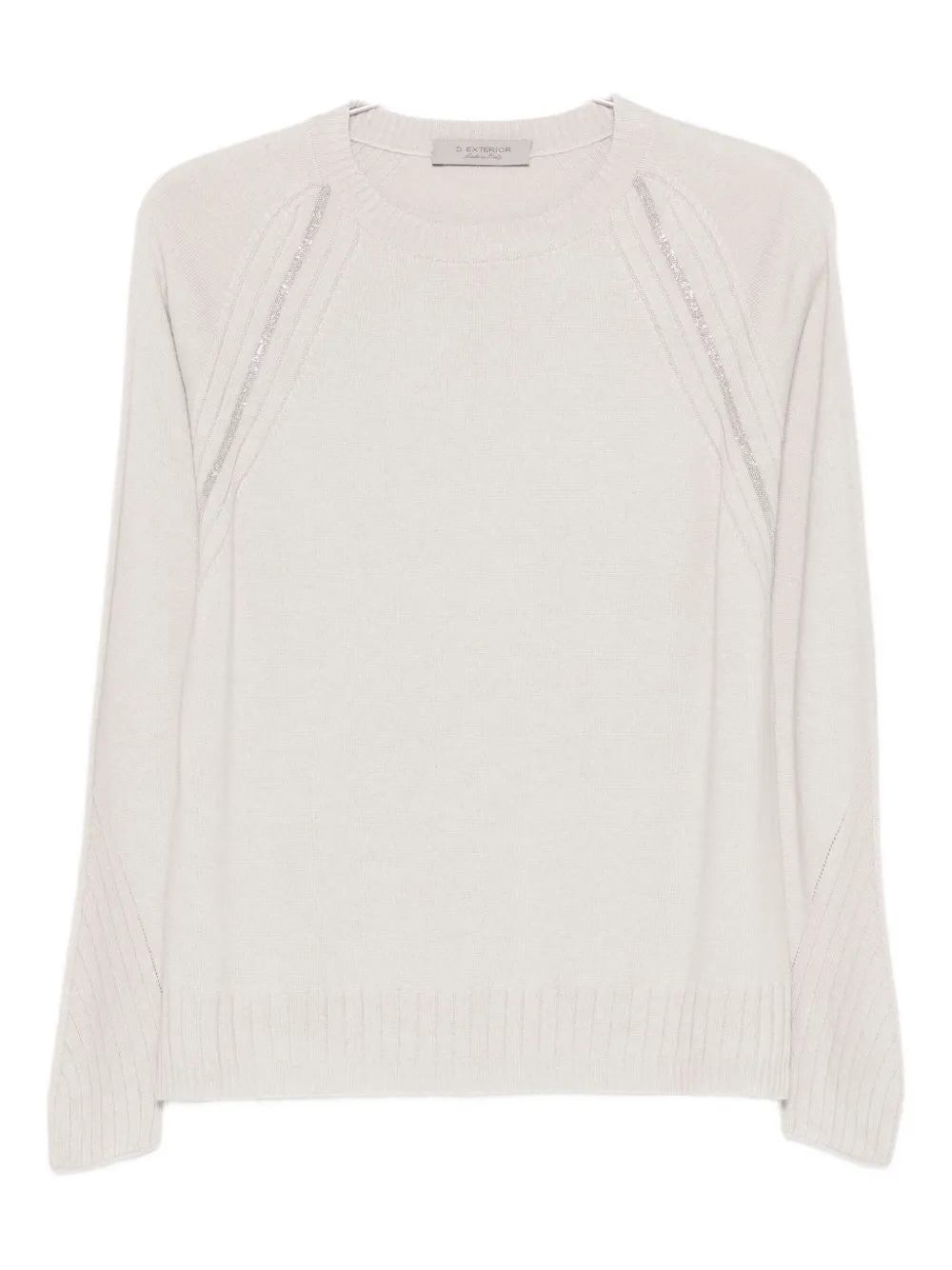 D Exterior Raglan-sleeve Ribbed Sweater In Neutral