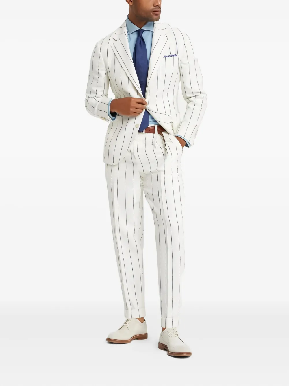 Brunello Cucinelli pinstripe-print linen suit | White | Image 1