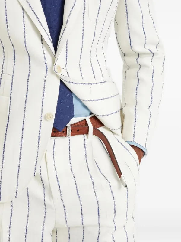 Brunello Cucinelli pinstripe-print Linen Suit | White | FARFETCH