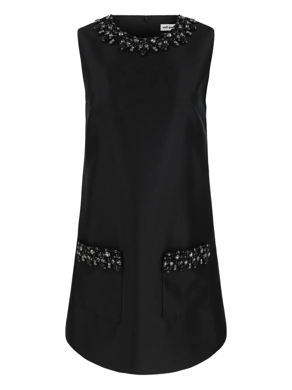 Self-Portrait embellished-trim mini dress Zwart
