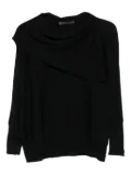 D.Exterior draped cowl-neck sweater - Black