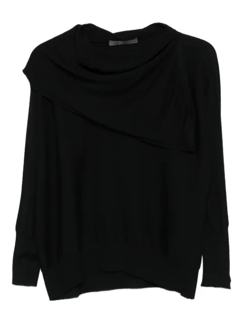 D.Exterior draped cowl-neck sweater