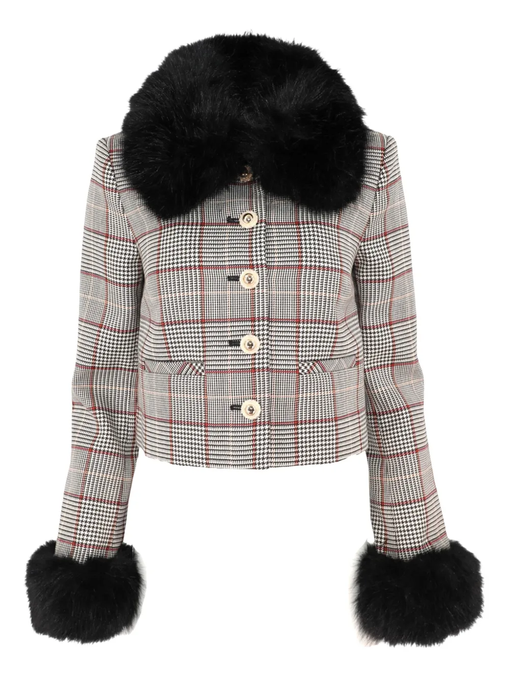 Self-Portrait check faux-fur jacket Bruin