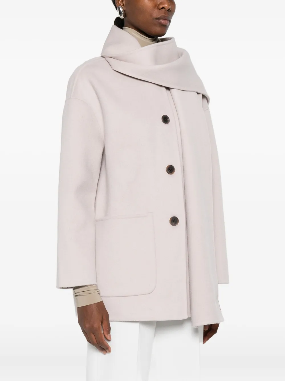 The Dynamis Studio Patch-pockets Buttoned Single-breasted Coat In Neutral