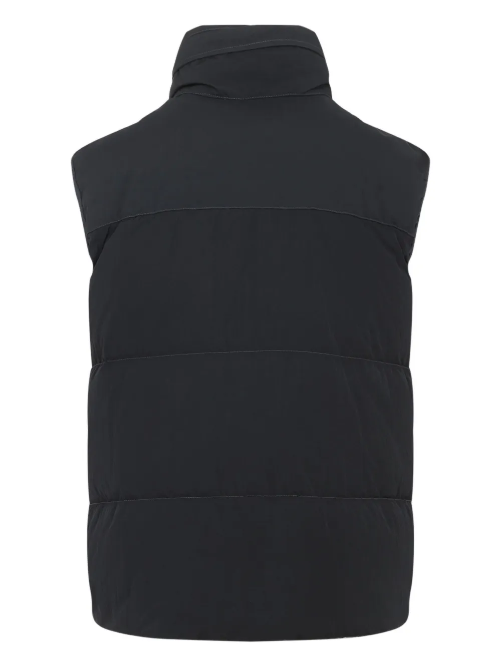 C.p. Company Black Vest With Mock Drawstring Neck And Logo Plaque On The Front In Gray
