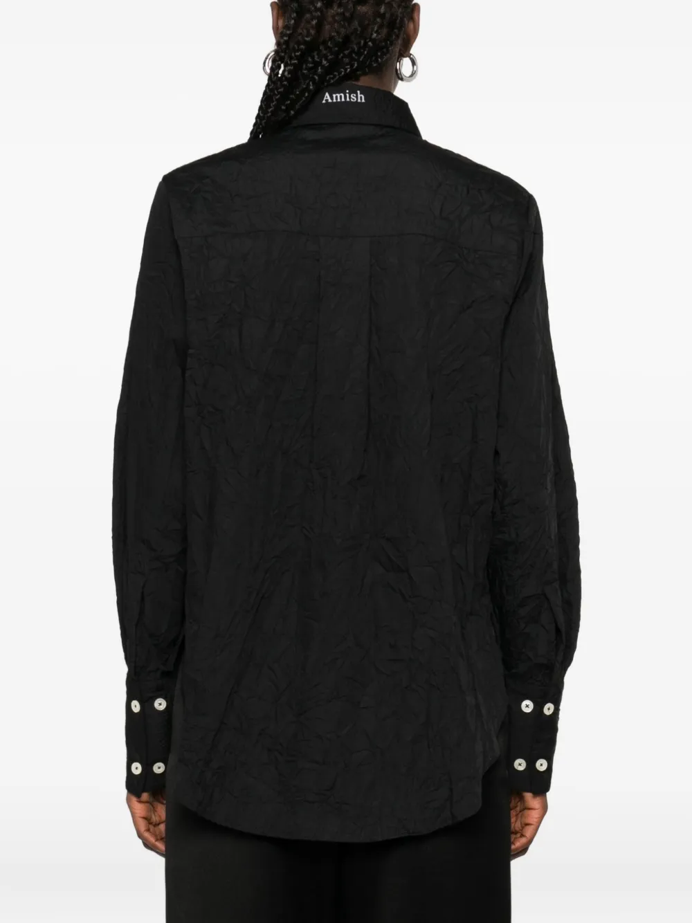 Amish Textured Button-front Shirt In Black