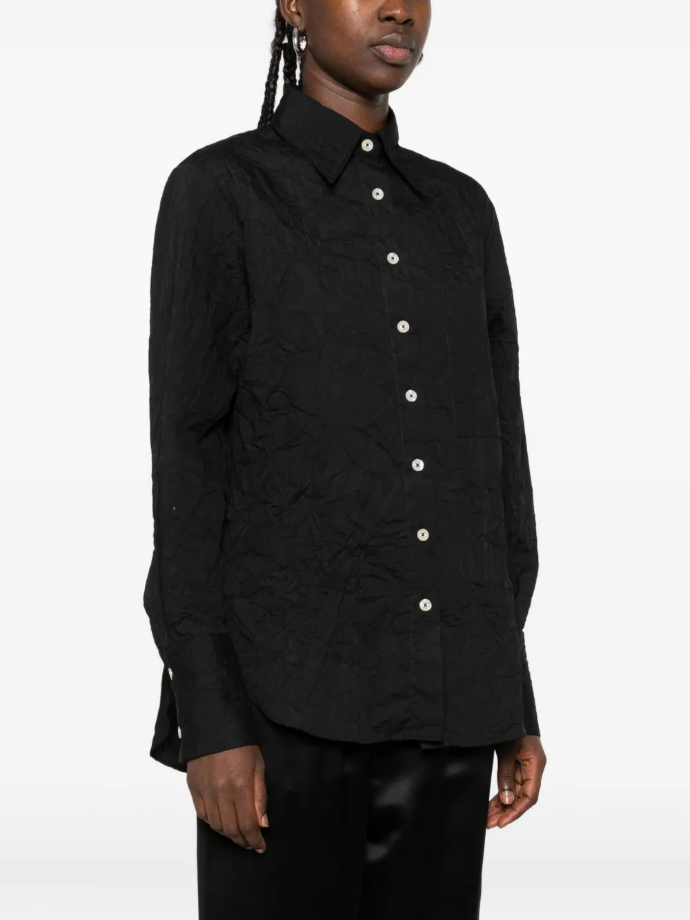 Amish Textured Button-front Shirt In Black