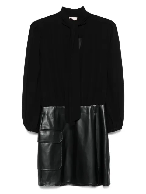 LIU JO tie-neck leather-panel dress