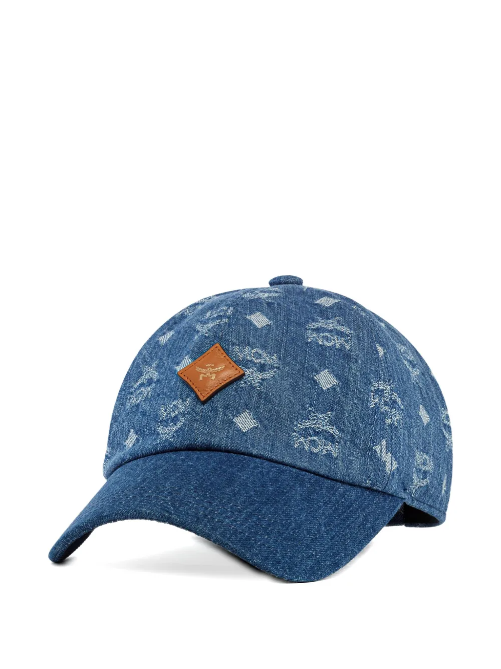 MCM Classic monogram denim jacquard cap Blauw