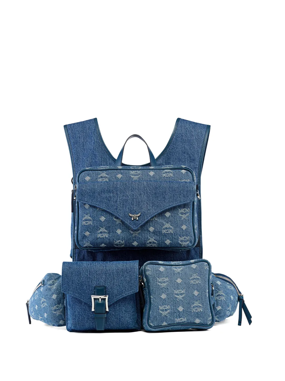 large Aren monogram-jacquard denim multi-backpack