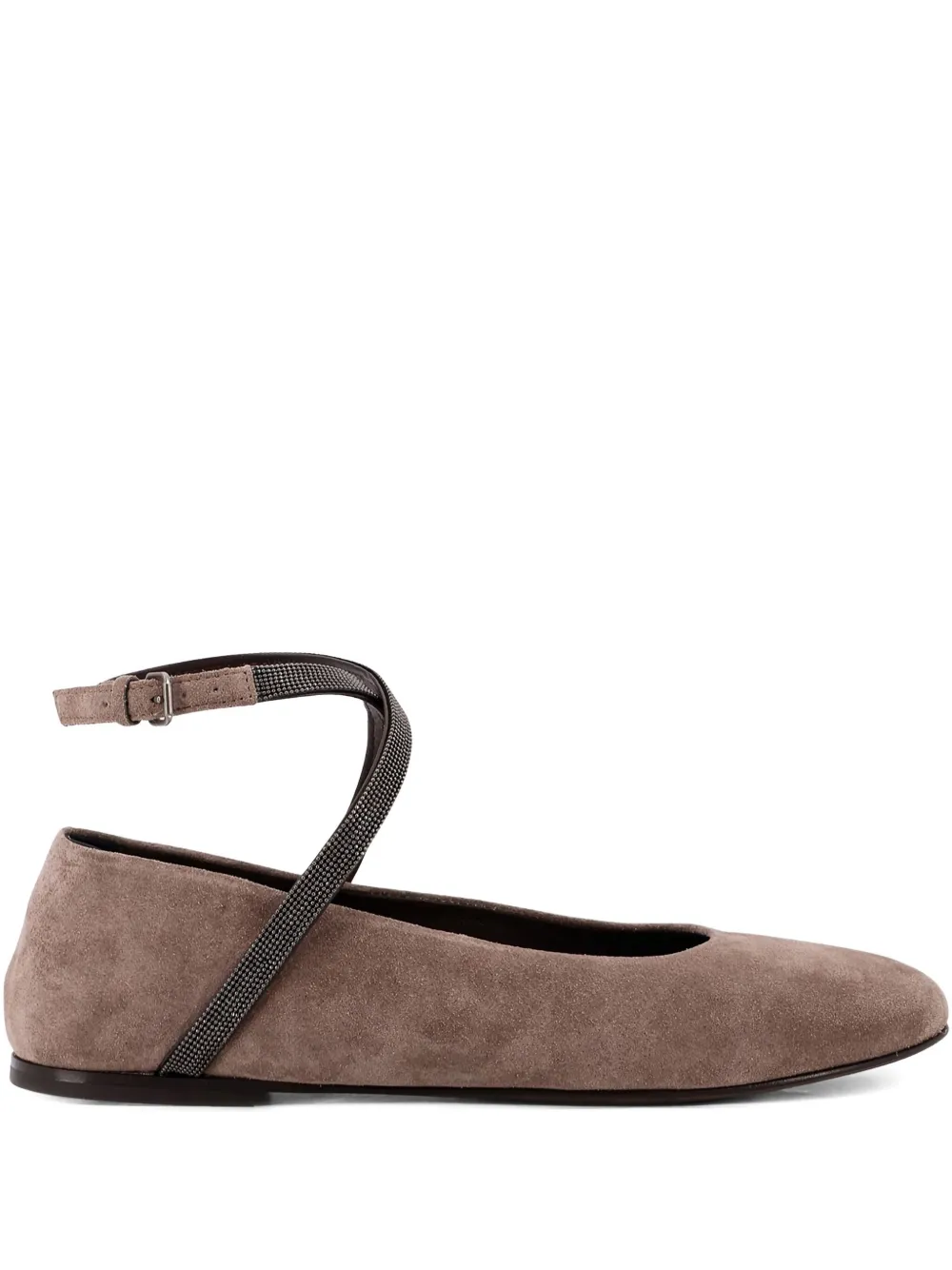 crossover strap suede flat pumps